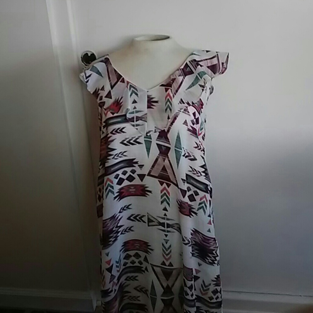 Very Cute Multi color White/Rust/Brown Dress